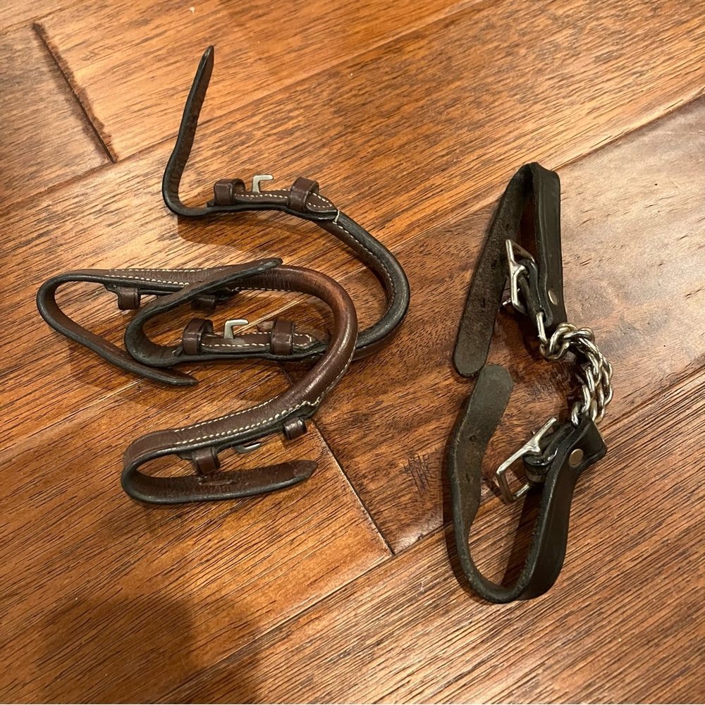 Bit converters and leather curb strap/chain